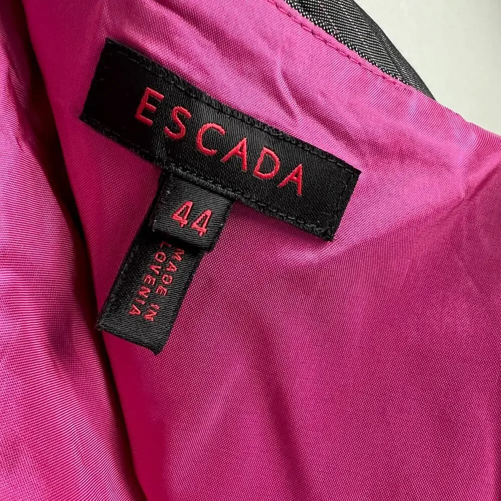 Escada Womens 14 EU 44 Wool Silk Blend Gray Pink Pinstripe Pencil Skirt - Picture 3 of 8